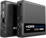 WeJupit 4K@60Hz HDMI Extender by Single Cat6/6A/7, 230Ft Zero Latecny Uncompressed Transmitter and Receiver, HDR 18Gbps, HDMI Loop-Out, Two Way IR, Optical Audio Output (WJEXT70-1)