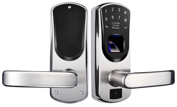 WeJupit Fingerprint and Keypad Touchscreen Keyless Smart Lever Door Lock for Office Home (Stainless Steel)