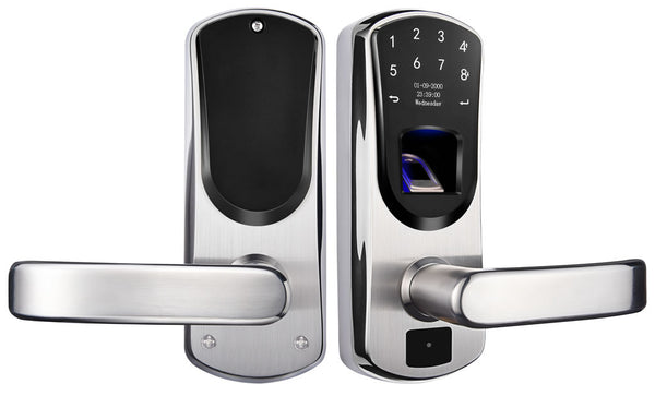 WeJupit Fingerprint and Keypad Touchscreen Keyless Smart Lever Door Lock  for Office Home (Stainless Steel)